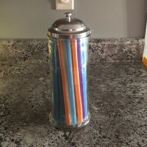 Glass and Silver Coffee Canister(Yes Comes with the Straws)